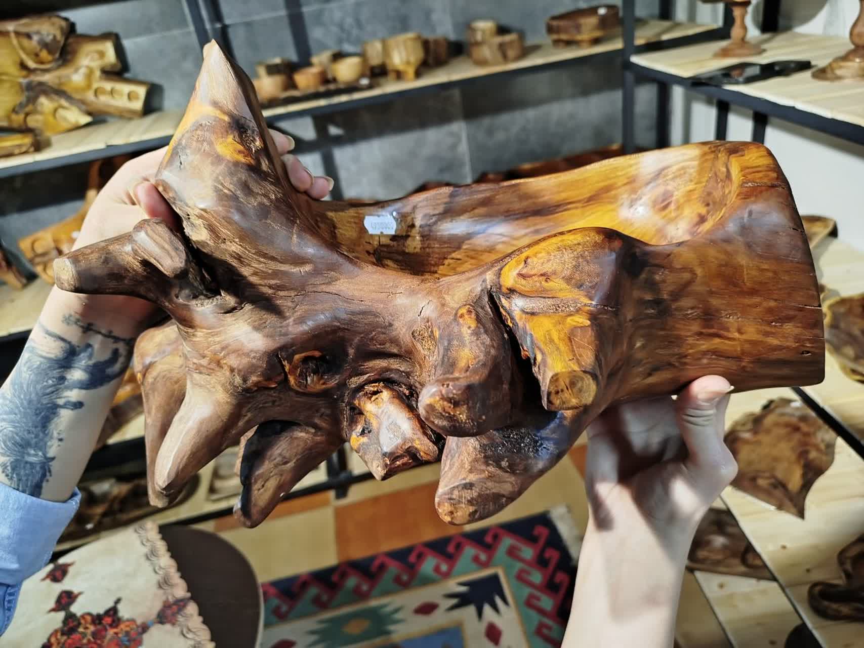 آجیل خوری چوب زردآلو با ریشه طبیعی